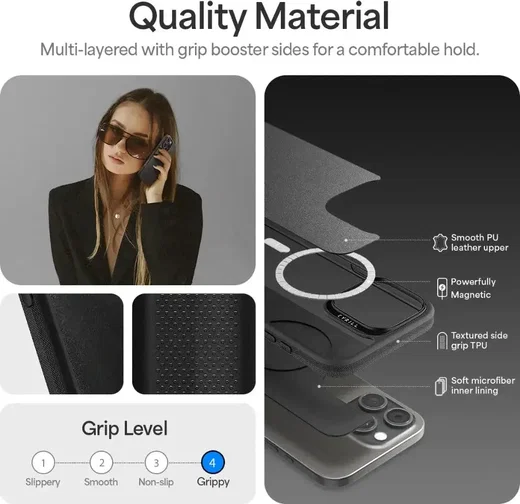 Spigen Cyrill Kajuk Mag iPhone 16 Pro Max Hoesje MagSafe Classic Charm Zwart afbeelding 6