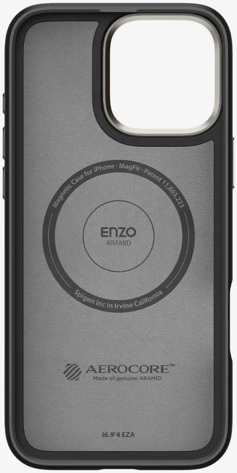 Spigen Enzo Aramid iPhone 16 Pro Max Hoesje MagSafe Aramide Zwart afbeelding 13