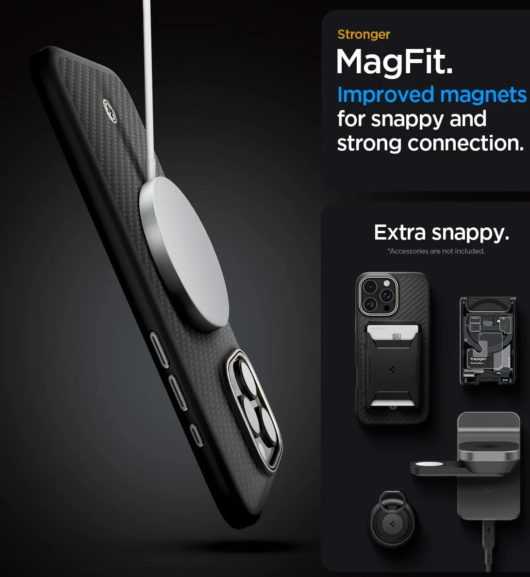 Spigen Enzo Aramid iPhone 16 Pro Max Hoesje MagSafe Aramide Zwart afbeelding 3