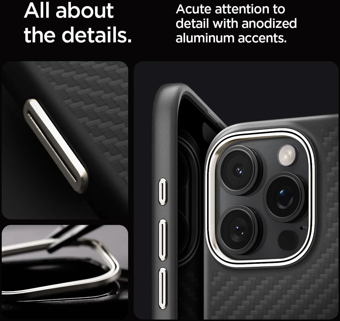 Spigen Enzo Aramid iPhone 16 Pro Max Hoesje MagSafe Aramide Zwart afbeelding 4