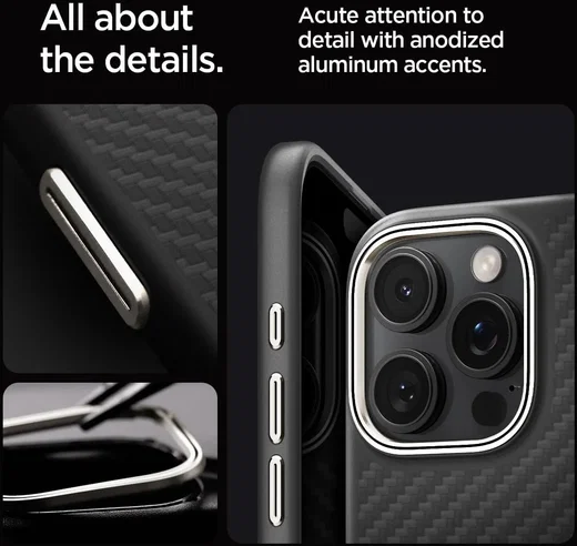 Spigen Enzo Aramid iPhone 16 Pro Max Hoesje MagSafe Aramide Zwart afbeelding 4