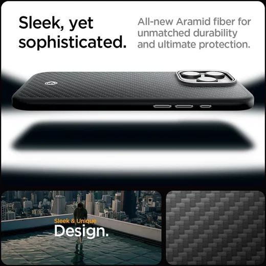 Spigen Enzo Aramid iPhone 16 Pro Max Hoesje MagSafe Aramide Zwart afbeelding 6