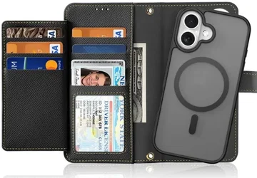 Dux Ducis Lawa Apple iPhone 16 Hoesje 2-in-1 Wallet Book Case MagSafe Zwart