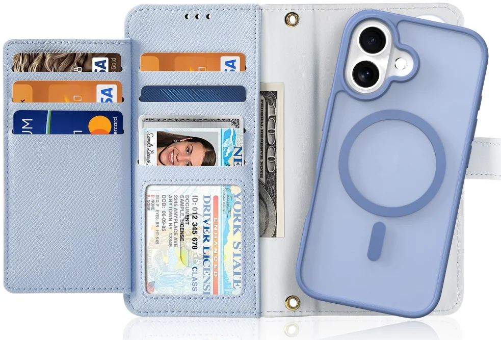 Dux Ducis Lawa Apple iPhone 16 Hoesje 2-in-1 Wallet Book Case MagSafe Blauw afbeelding 1