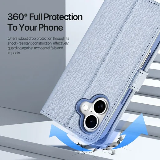 Dux Ducis Lawa Apple iPhone 16 Hoesje 2-in-1 Wallet Book Case MagSafe Blauw afbeelding 11