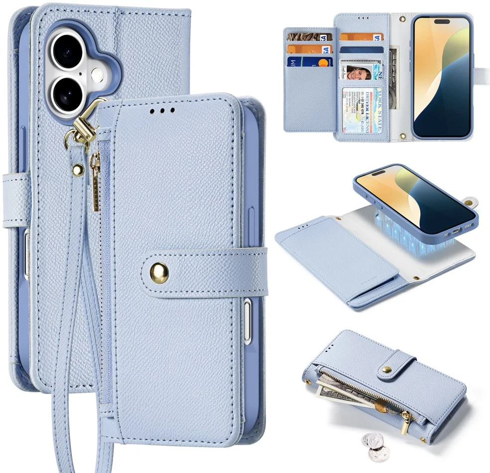 Dux Ducis Lawa Apple iPhone 16 Hoesje 2-in-1 Wallet Book Case MagSafe Blauw afbeelding 2