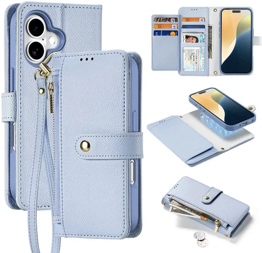 Dux Ducis Lawa Apple iPhone 16 Hoesje 2-in-1 Wallet Book Case MagSafe Blauw afbeelding 2
