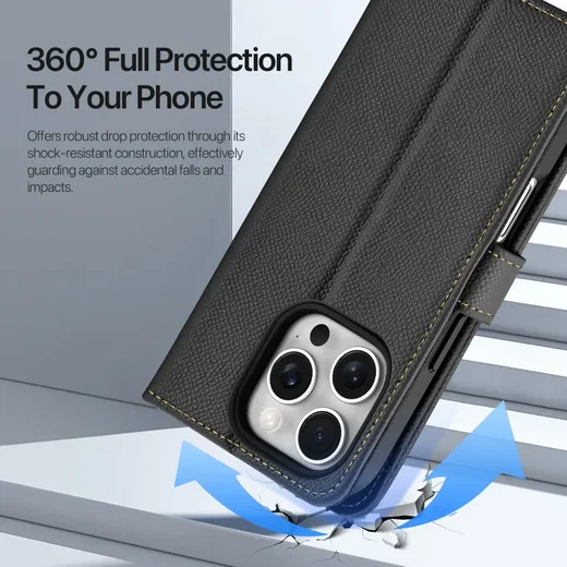 Dux Ducis Lawa Apple iPhone 16 Pro Hoesje 2-in-1 Wallet Book Case MagSafe Zwart afbeelding 11