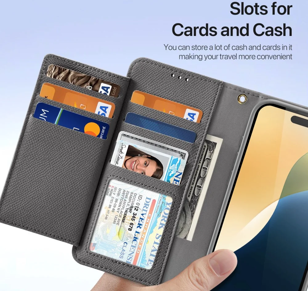Dux Ducis Lawa Apple iPhone 16 Pro Hoesje 2-in-1 Wallet Book Case MagSafe Grijs afbeelding 9