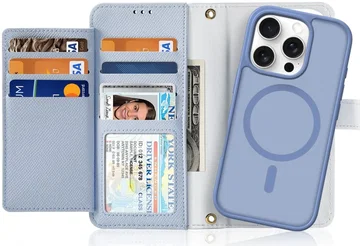 Dux Ducis Lawa Apple iPhone 16 Pro Hoesje 2-in-1 Wallet Book Case MagSafe Blauw