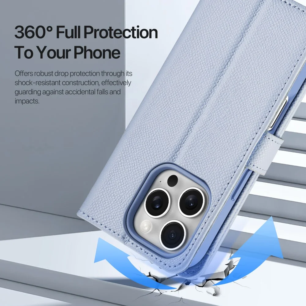 Dux Ducis Lawa Apple iPhone 16 Pro Hoesje 2-in-1 Wallet Book Case MagSafe Blauw afbeelding 11