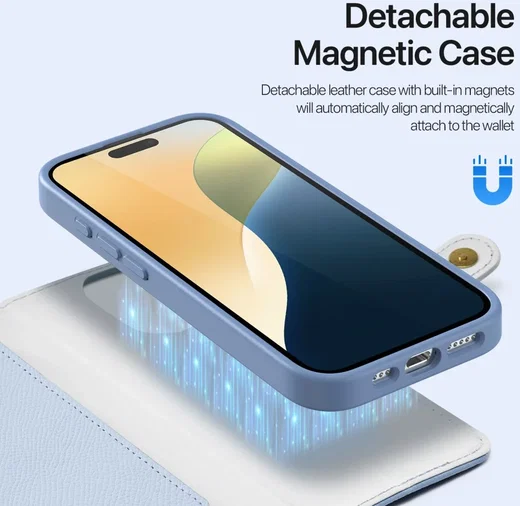 Dux Ducis Lawa Apple iPhone 16 Pro Hoesje 2-in-1 Wallet Book Case MagSafe Blauw afbeelding 6