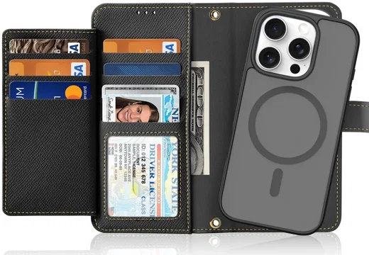 Dux Ducis Lawa iPhone 16 Pro Max Hoesje 2-in-1 Wallet Book Case MagSafe Zwart afbeelding 1