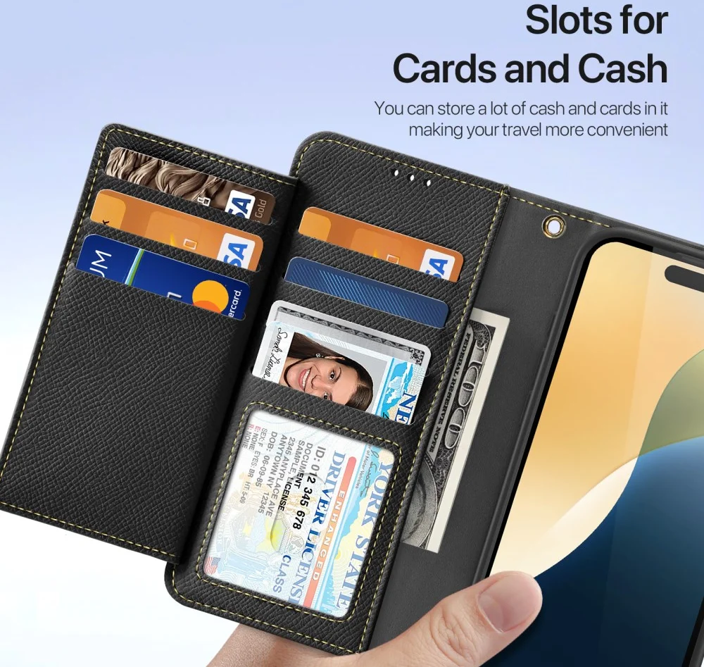 Dux Ducis Lawa iPhone 16 Pro Max Hoesje 2-in-1 Wallet Book Case MagSafe Zwart afbeelding 9