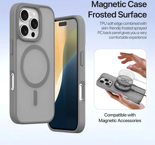 Dux Ducis Lawa iPhone 16 Pro Max Hoesje 2-in-1 Wallet Book Case MagSafe Grijs afbeelding 8
