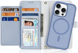 Dux Ducis Lawa iPhone 16 Pro Max Hoesje 2-in-1 Wallet Book Case MagSafe Blauw afbeelding