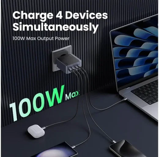 UGREEN Nexode Air 100W USB/USB-C PD Snellader GaN Adapter Grijs afbeelding 2