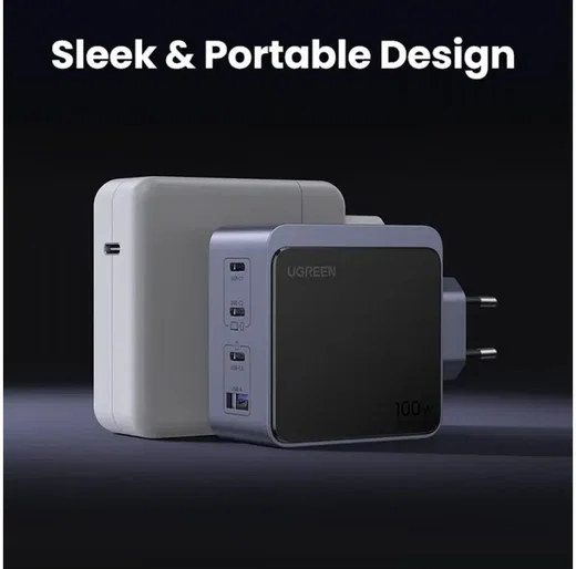 UGREEN Nexode Air 100W USB/USB-C PD Snellader GaN Adapter Grijs afbeelding 5