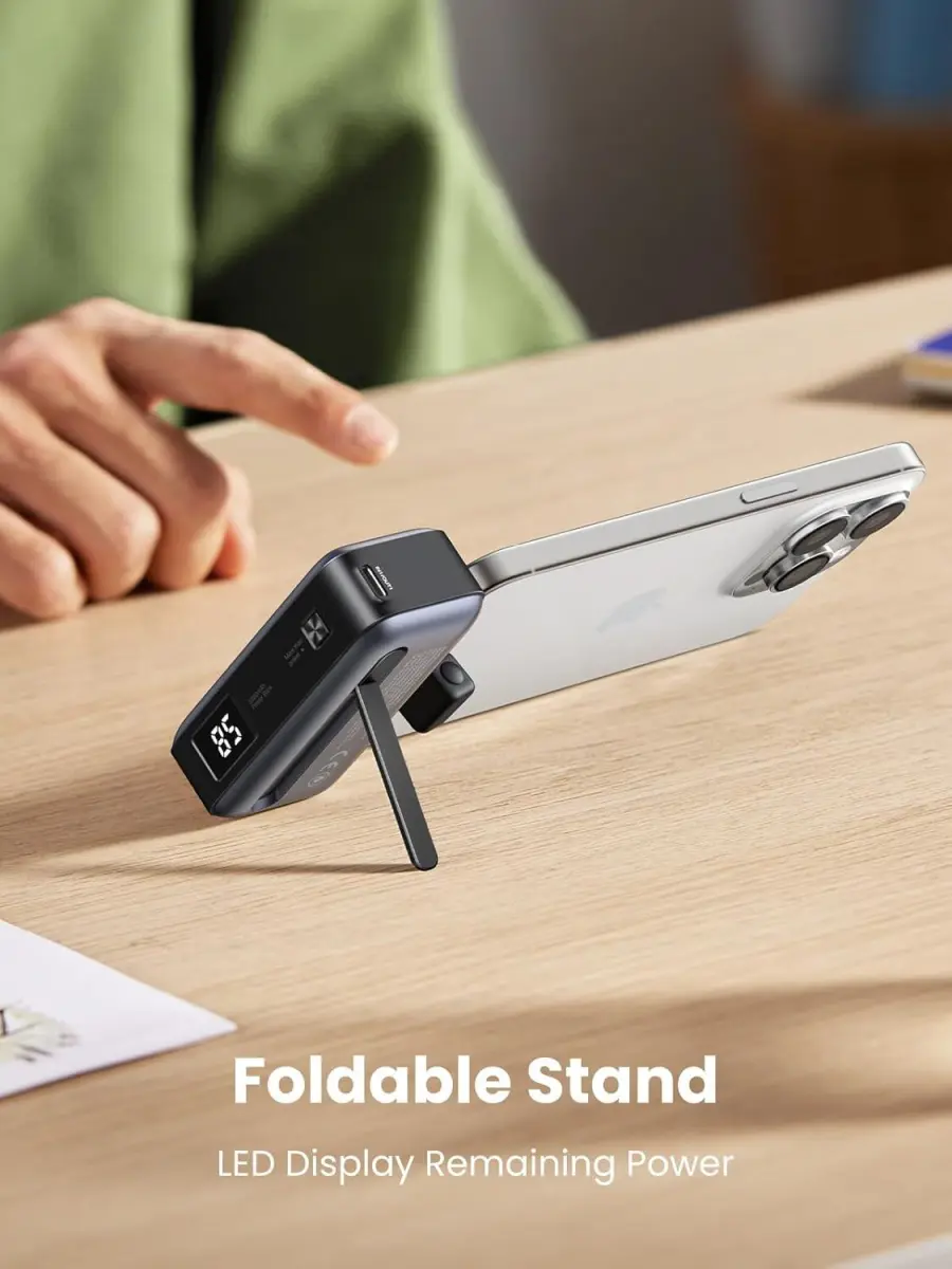 UGREEN 5.000 mAh Mini Kickstand Powerbank 22.5W met USB-C Connector afbeelding 5