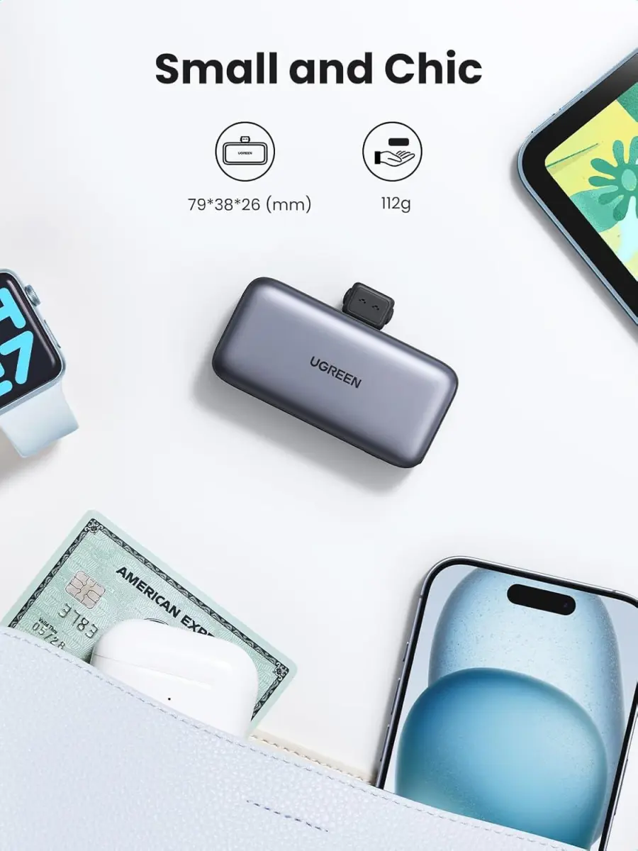 UGREEN 5.000 mAh Mini Kickstand Powerbank 22.5W met USB-C Connector afbeelding 6