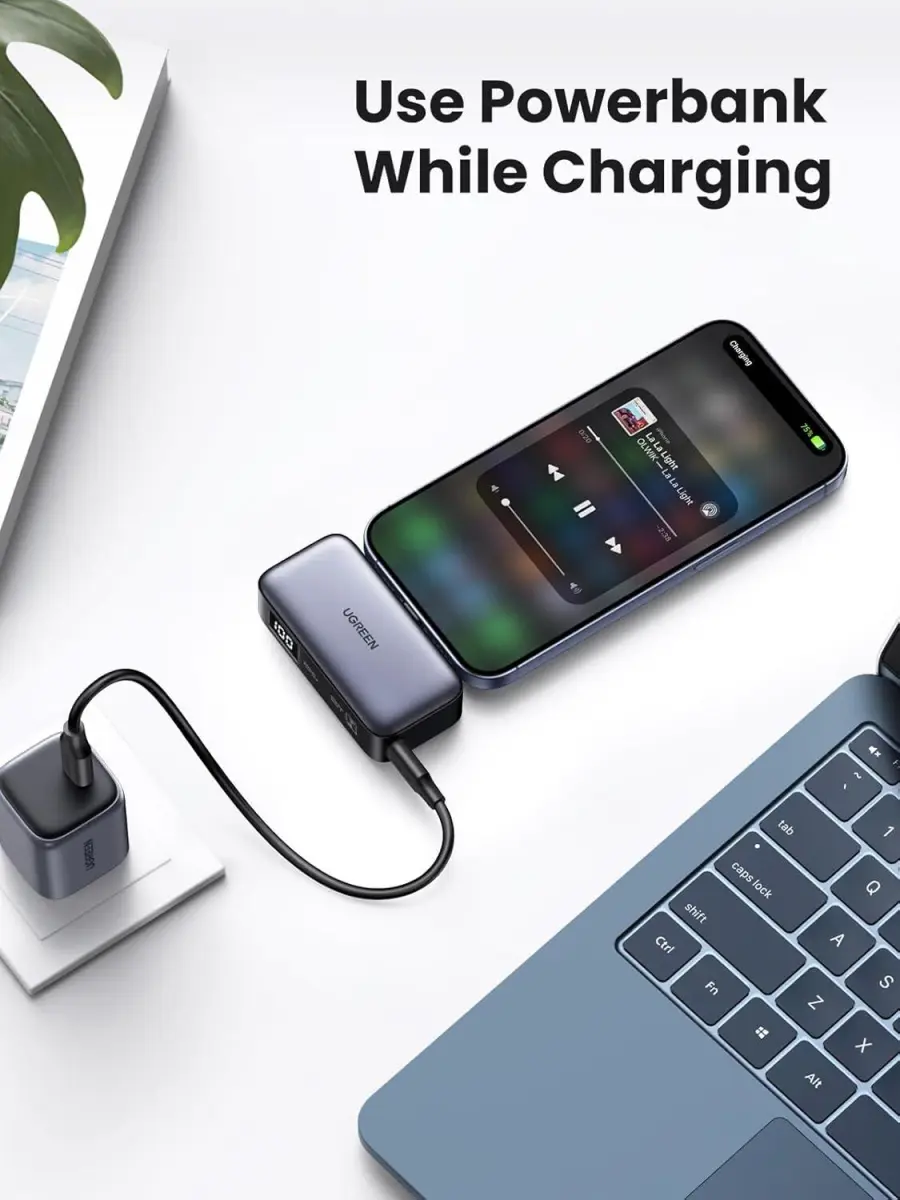 UGREEN 5.000 mAh Mini Kickstand Powerbank 22.5W met USB-C Connector afbeelding 9