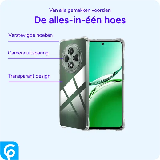 Oppo Reno 12 F Hoesje Schokbestendig en Dun TPU Back Cover Transparant afbeelding 2