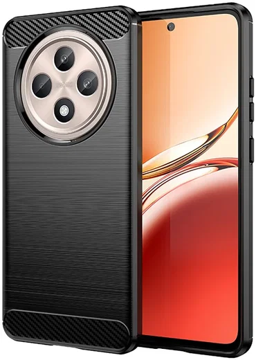 Oppo Reno 12 F Hoesje Geborsteld TPU Flexibele Back Cover Zwart afbeelding 1