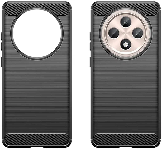 Oppo Reno 12 F Hoesje Geborsteld TPU Flexibele Back Cover Zwart afbeelding 2
