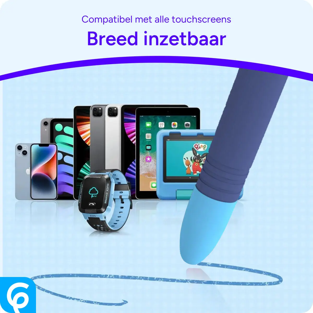 SBG Universele Kindvriendelijke Zachte Stylus Pen voor Kinderen Blauw afbeelding 2
