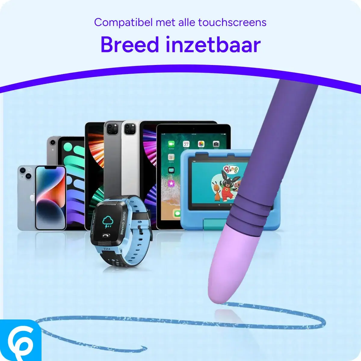 SBG Universele Kindvriendelijke Zachte Stylus Pen voor Kinderen Paars afbeelding 2