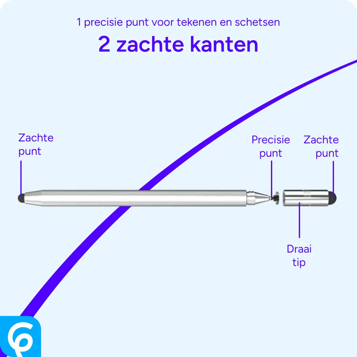 SBG Universele Stylus Pen Met Zachte Punt en Precisie Punt Zilver afbeelding 5