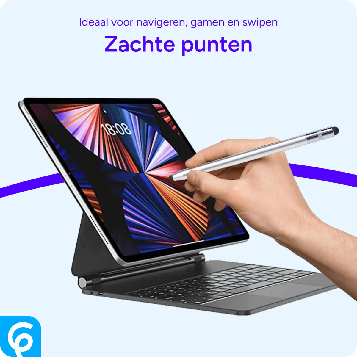 SBG Universele Stylus Pen Met Zachte Punt en Precisie Punt Zilver afbeelding 4