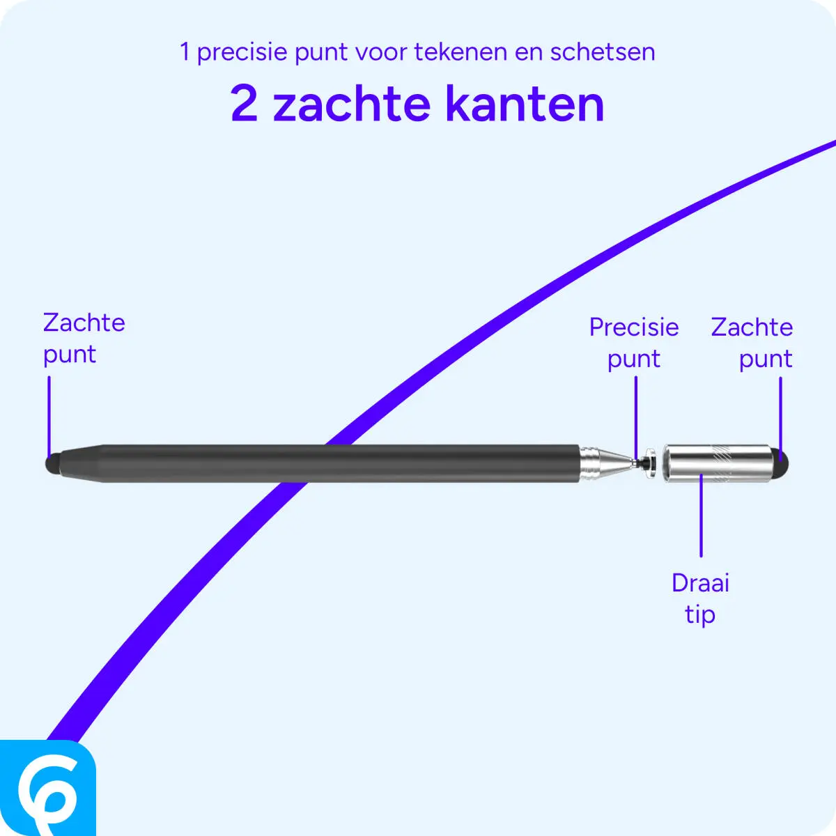 SBG Universele Stylus Pen Met Zachte Punt en Precisie Punt Zwart afbeelding 5