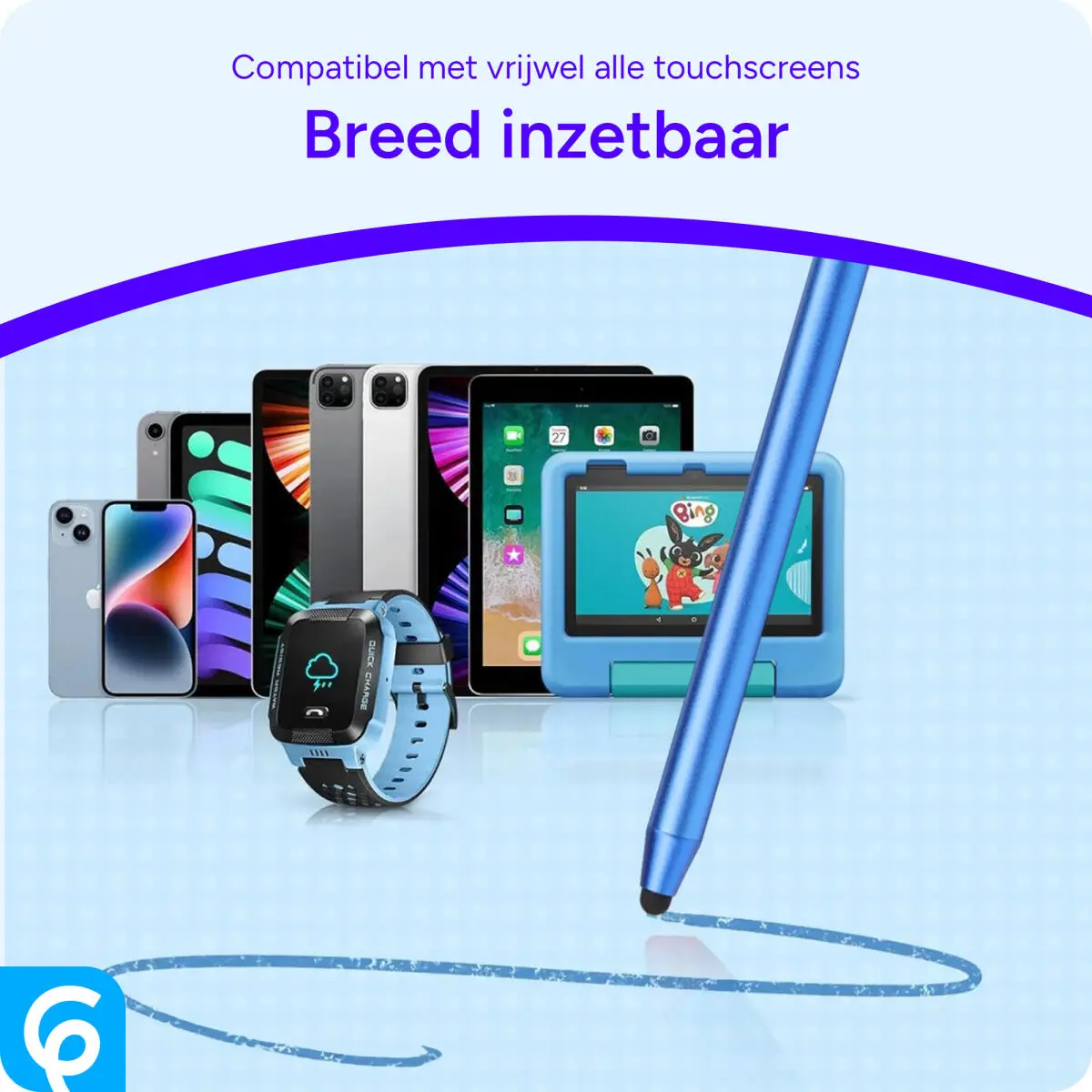 SBG Universele Stylus Pen Met Zachte Punt en Precisie Punt Blauw afbeelding 3