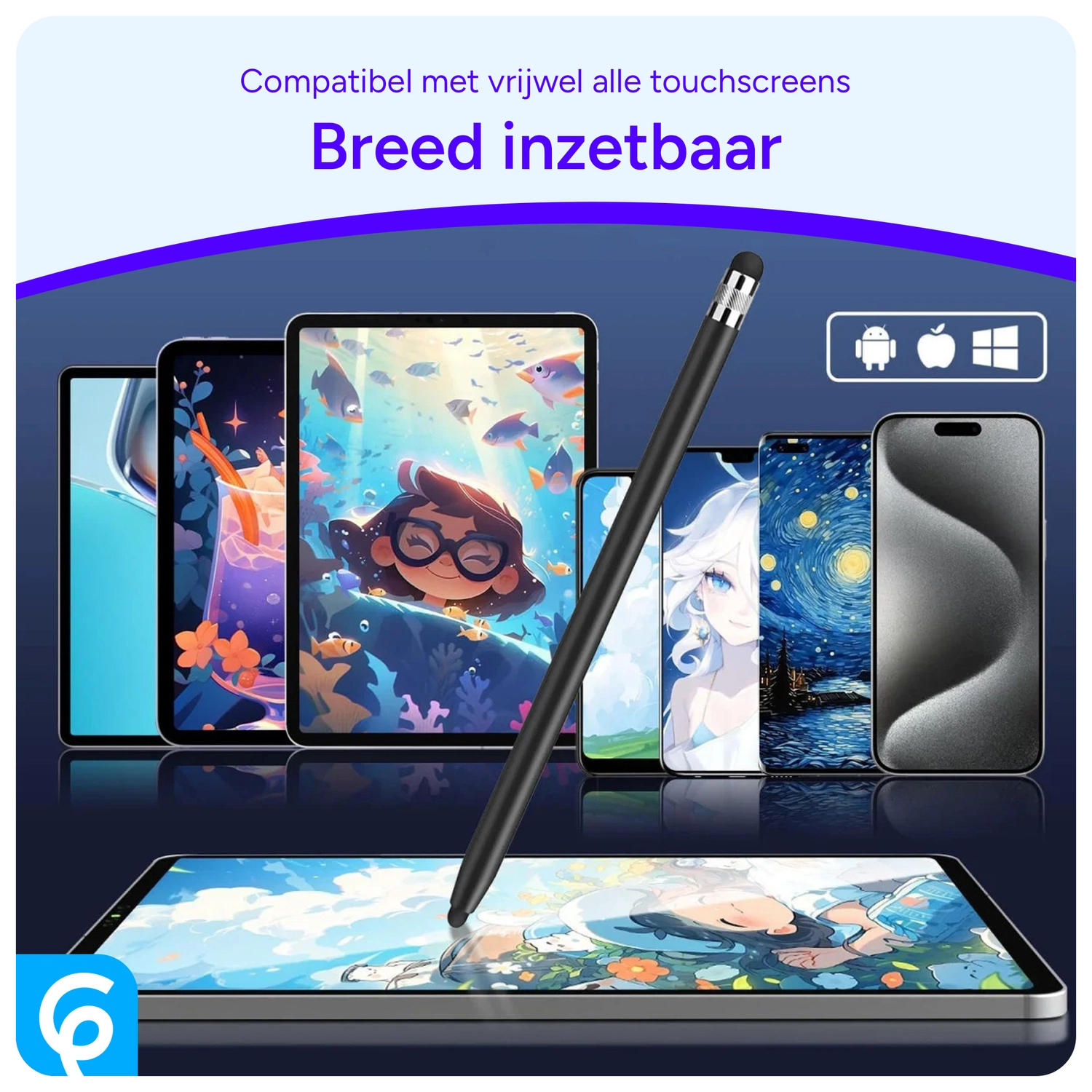 SBG Universele Stylus Pen Met Twee Zachte Punten Zwart afbeelding 4