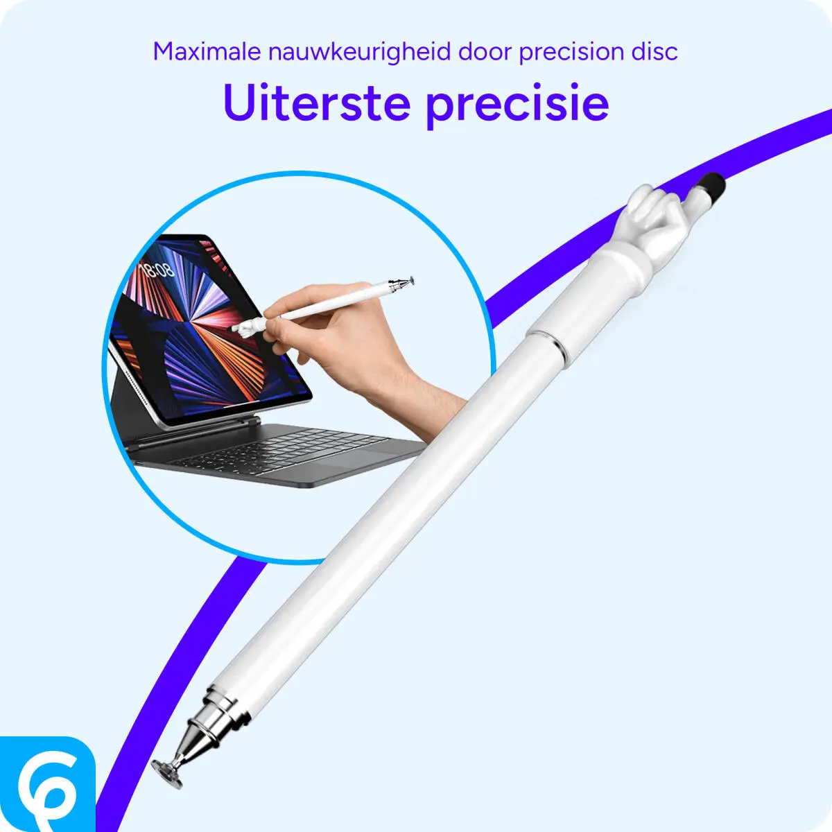 SBG Universele Wijzende Vinger Stylus Pen Wit afbeelding 2
