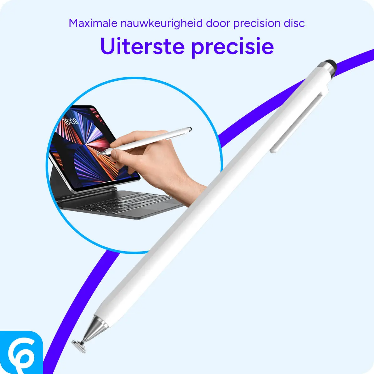 SBG Universele Stylus Pen Met Schuifsysteem Wit afbeelding 2