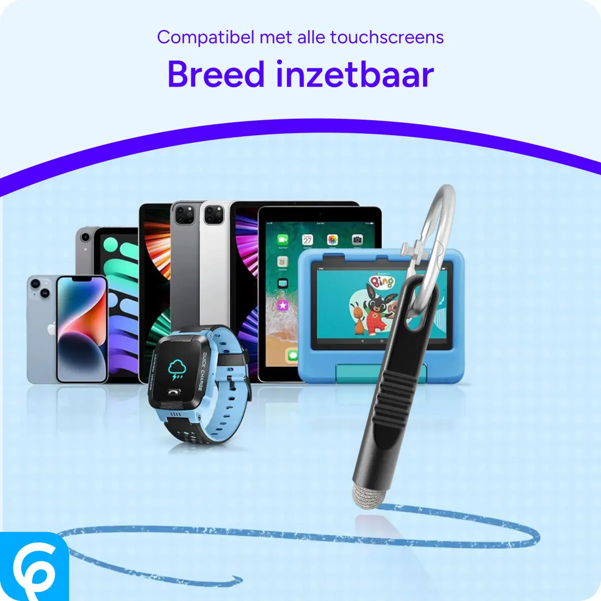 SBG Universele Stylus Pen Sleutelhanger Voor Alle Touchscreens Zwart afbeelding 5