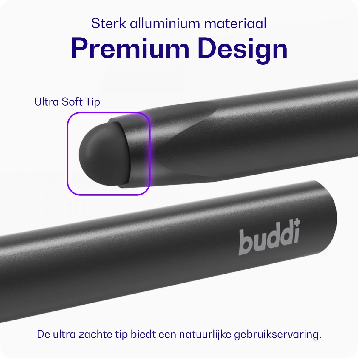 Buddi Class Universele Stylus Pen Met Zachte Punt Zwart afbeelding 3