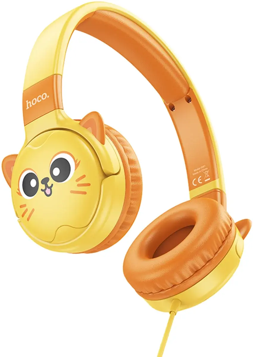 Hoco Kinder Koptelefoon Kattenoortjes met Kabel en Ingebouwde Microfoon Geel afbeelding 2