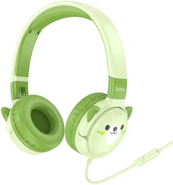 Hoco Kinder Koptelefoon Kattenoortjes met Kabel en Ingebouwde Microfoon Groen