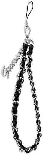 Guess Metal Logo Charm - Universeel Telefoonkoord / Polsbandje Zwart afbeelding 1