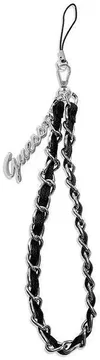 Guess Metal Logo Charm - Universeel Telefoonkoord / Polsbandje Zwart