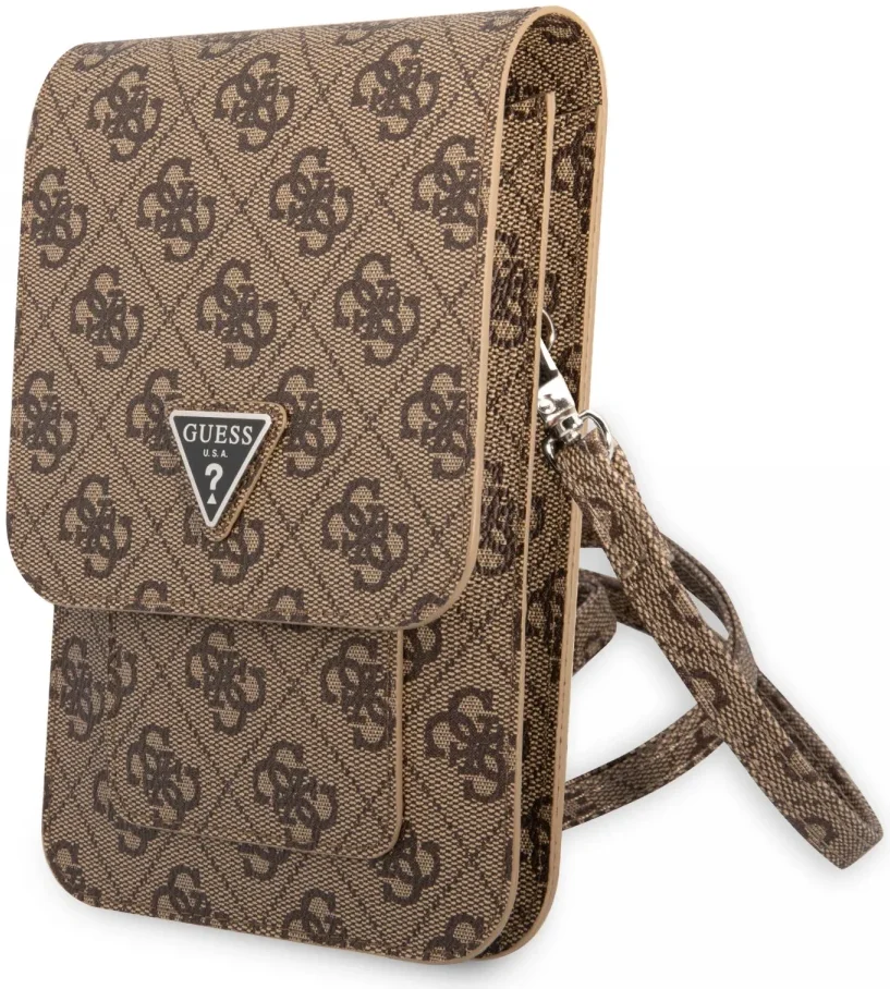 Guess Crossbody Telefoontas Triangle 4G Logo Schoudertasje Bruin afbeelding 1