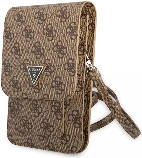 Guess Crossbody Telefoontas Triangle 4G Logo Schoudertasje Bruin afbeelding 1
