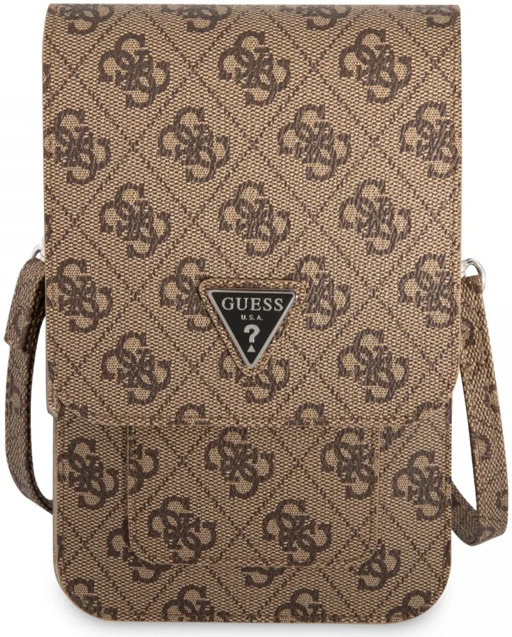 Guess Crossbody Telefoontas Triangle 4G Logo Schoudertasje Bruin afbeelding 2