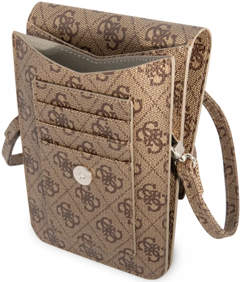 Guess Crossbody Telefoontas Triangle 4G Logo Schoudertasje Bruin afbeelding 3