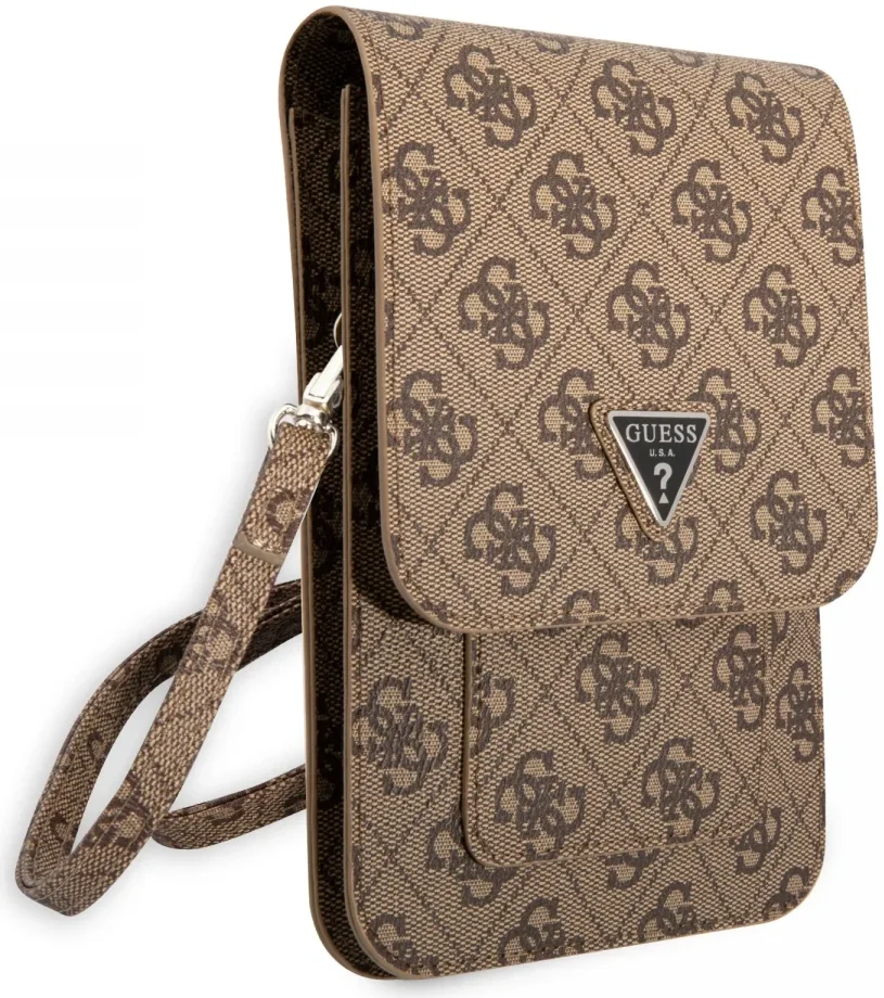 Guess Crossbody Telefoontas Triangle 4G Logo Schoudertasje Bruin afbeelding 4