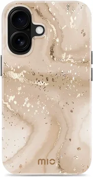 MIO MagSafe Apple iPhone 16 Hoesje Hard Shell Back Cover Gold Marble
