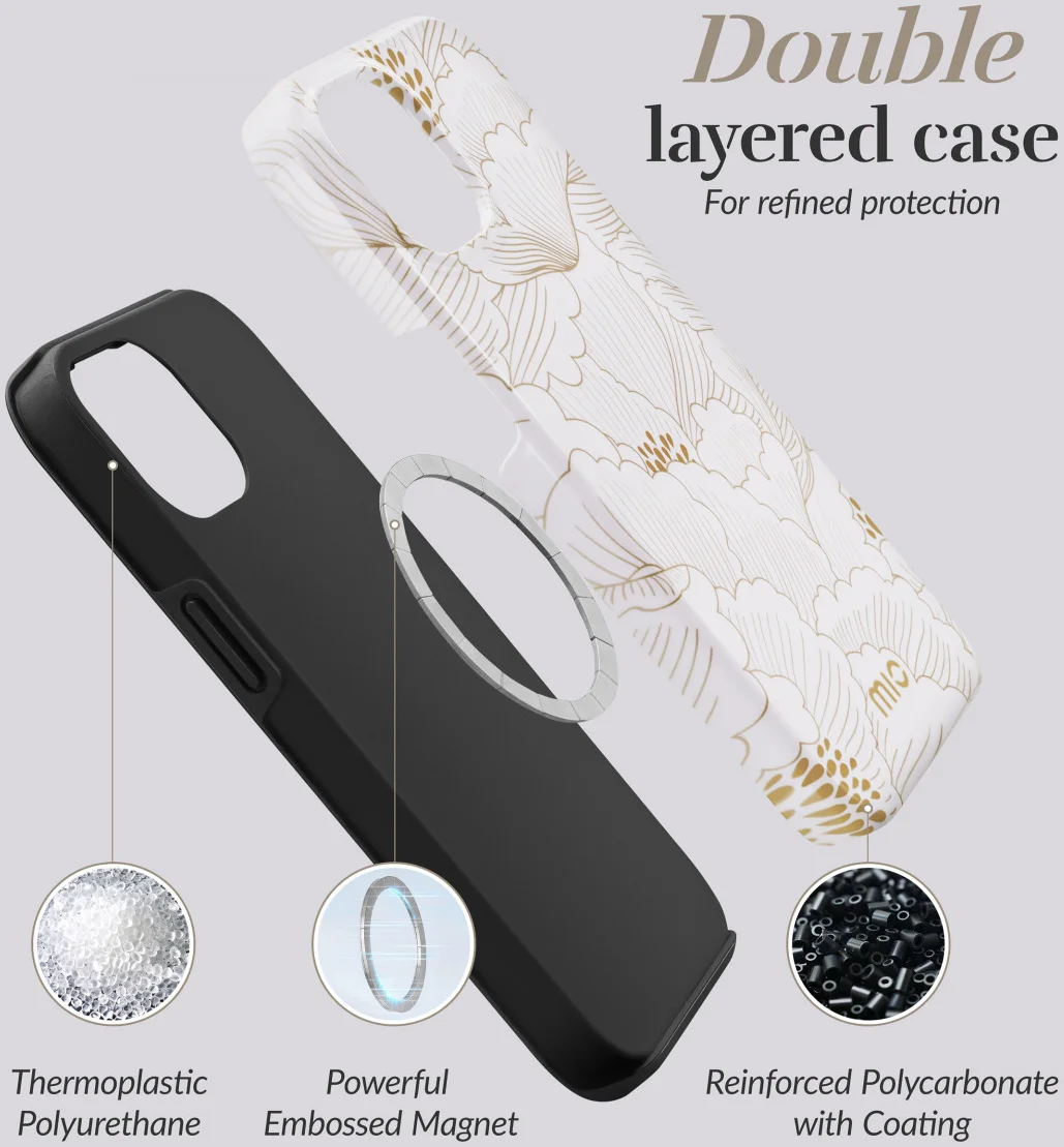 MIO MagSafe Apple iPhone 16 Hoesje Hard Shell Back Cover White Roses afbeelding 8